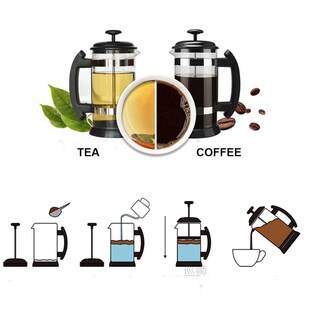 Stainless Steel Glass Teapot Cafetiere French Coffee Tea Per