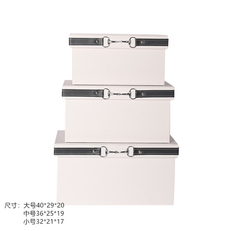 皮质衣帽间样板房衣柜软装饰品欧式摆件灰色收纳箱盒搭配组合套装