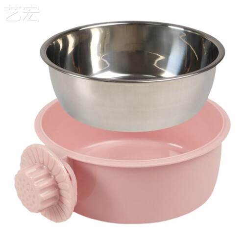 宠物食盆悬d挂式不锈钢狗碗猫碗防打翻笼子固定猫盆饮水盆狗盆用