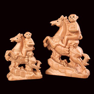 桃木马上侯摆件桃木马摆件B办公室用品家居装饰开业礼品