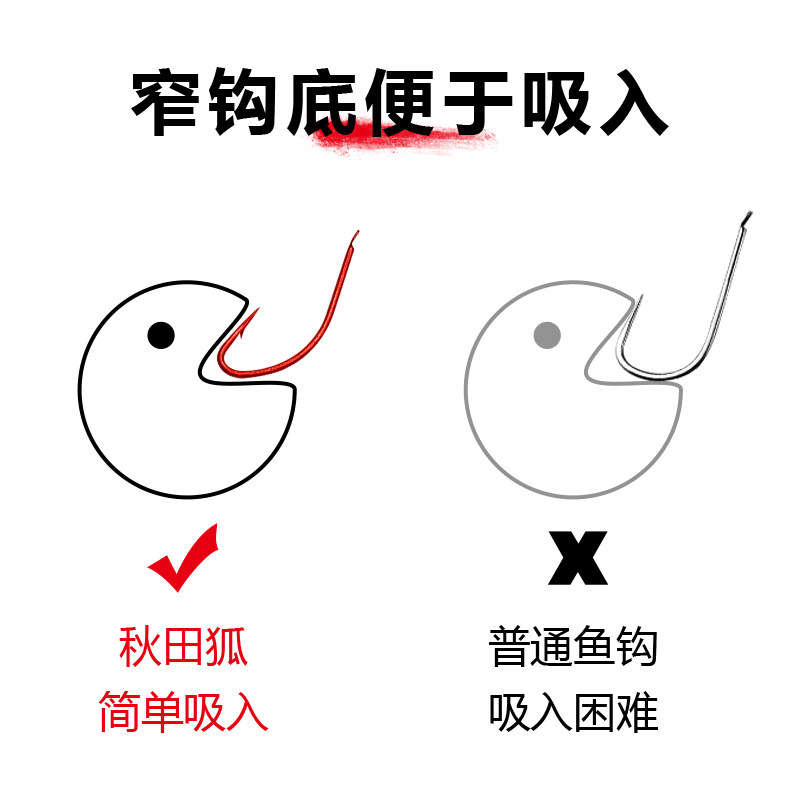 现货秋田狐散装优质带倒刺长柄轻锐钓小嘴鲫鱼钩挂红虫蚯蚓野钓溪