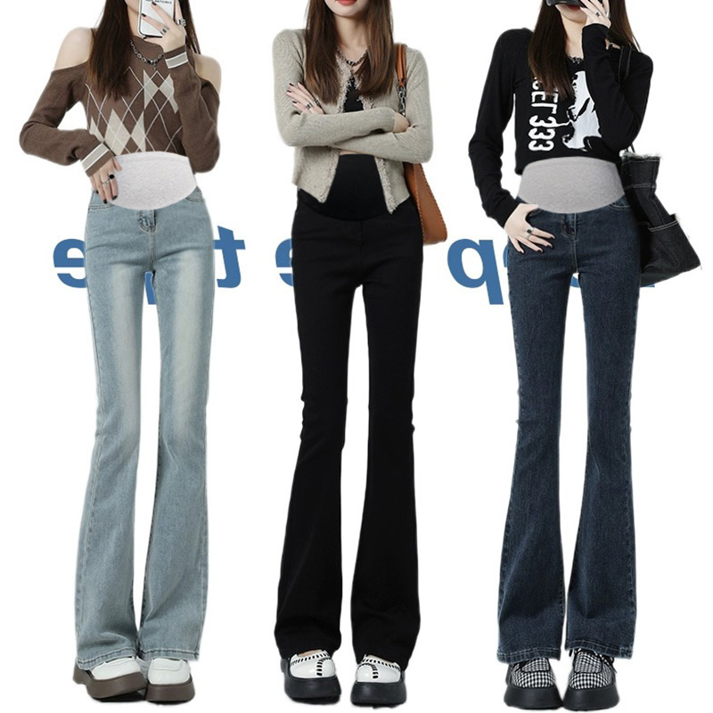 孕妇裤子秋冬款外穿202r3新款秋季大尺码微喇叭裤孕早期牛仔长裤