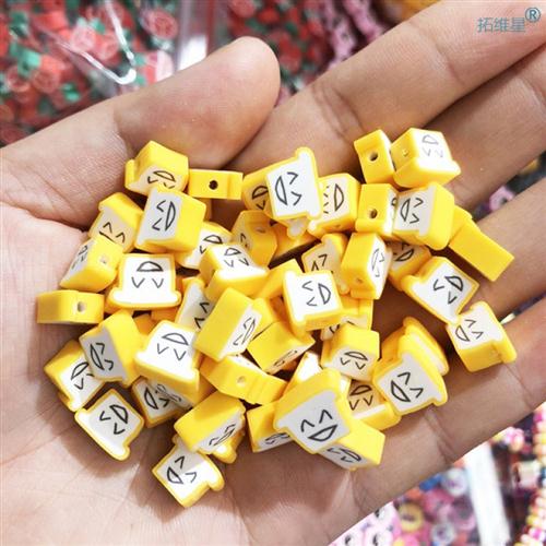 极速30/50Pcs/Lot Cartoon Animal Polymer Clay Beads 10mm Dark