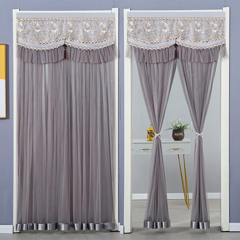 家用遮挡四季帘蕾丝防卧室纱帘门帘蚊卫生间厨房新帘子隔断不透