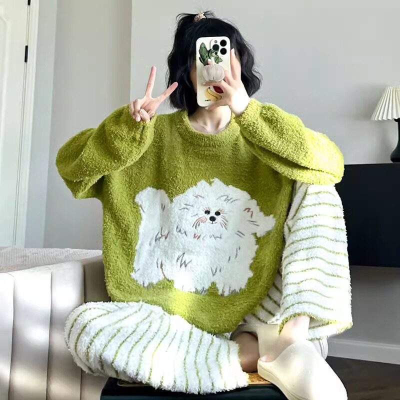 OJLUXURY~秋冬季软绵绵可爱长毛狗睡衣女珊瑚绒保暖家居服可外穿怎么样,好用不?