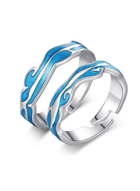 小众设计水陆兼程银情侣戒指一对B个性简约学生男女开口对戒可刻