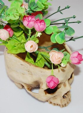 Resin Skull Model Flower Pot Shining Fruit Plate Storage Con