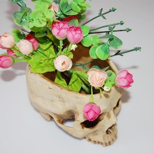 Resin Skull Model Flower Pot Shining Fruit Plate Storage Con