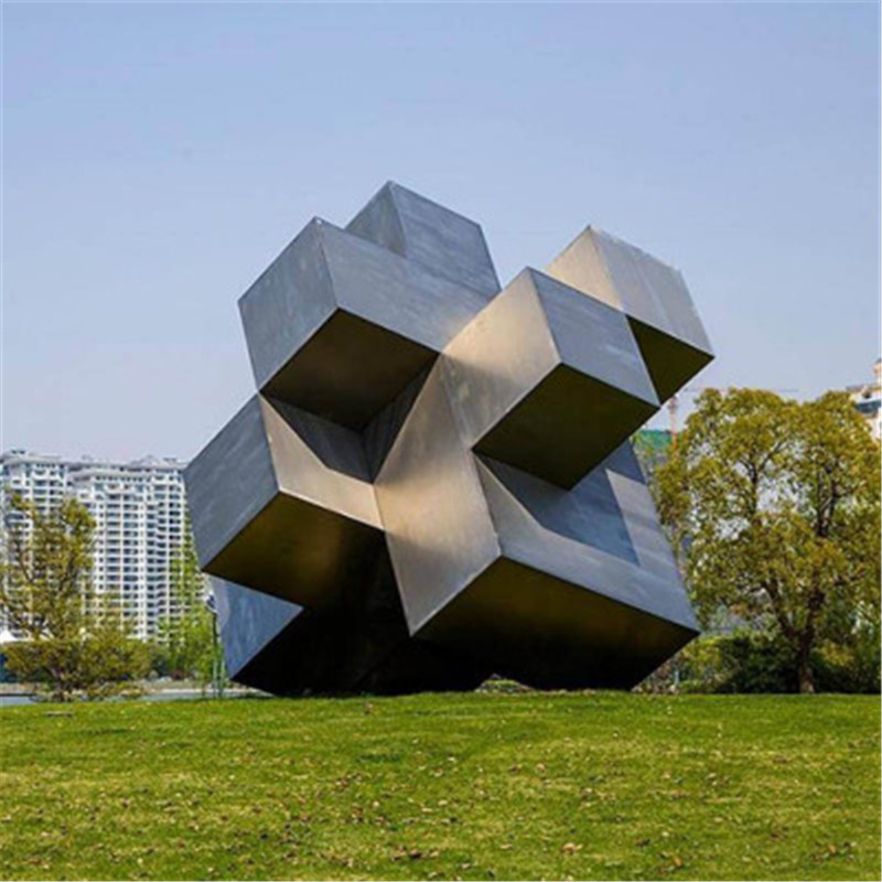 不锈钢镂空文字雕塑行走的力量雕塑金属立l体魔方方块文字标识雕
