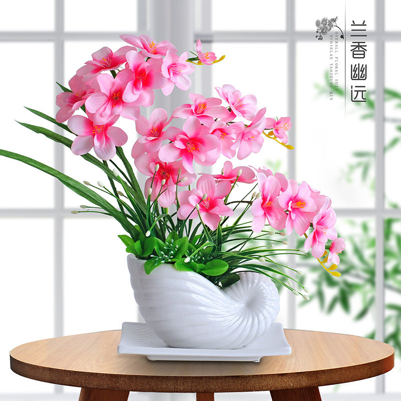 小众高货蝴蝶兰仿真花套装假花卉装饰品摆件娟花中式桌面家居摆放