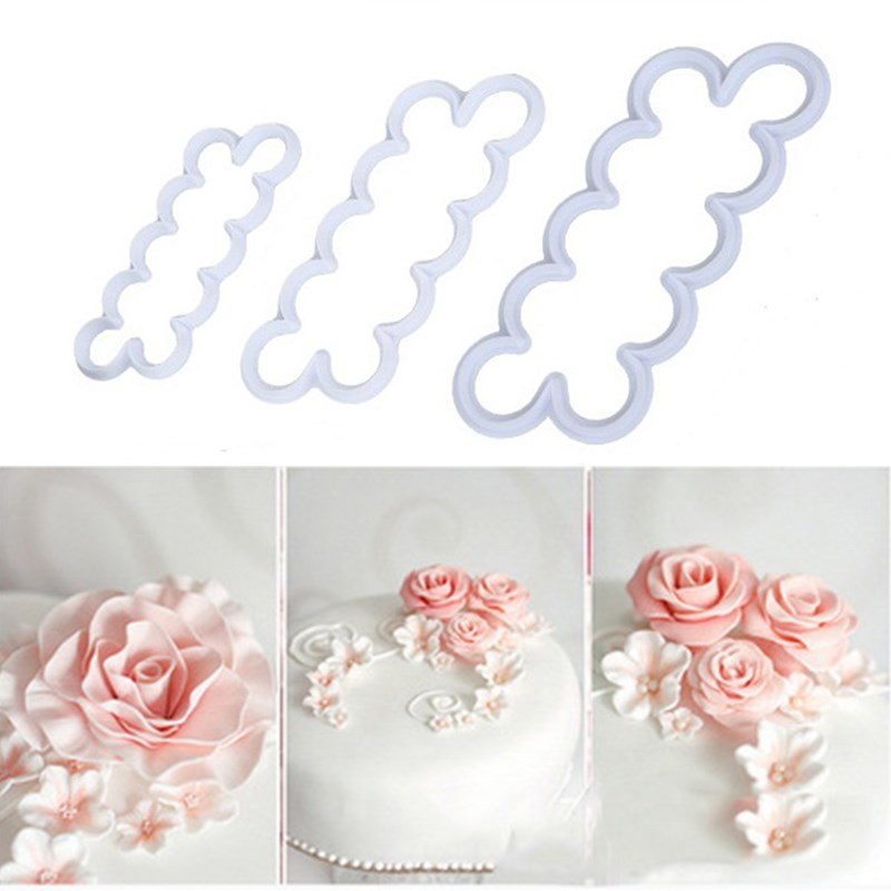 速发3pcs Rose Flower Mold Cutter Rose Maker Mold Fondant Cak