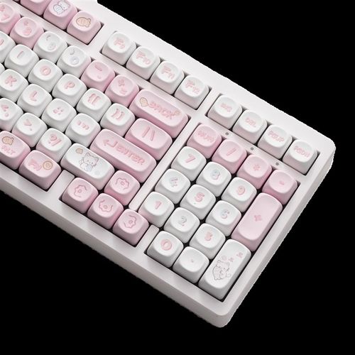 moa小猫吃鱼粉色键帽pbt材质热升华工艺