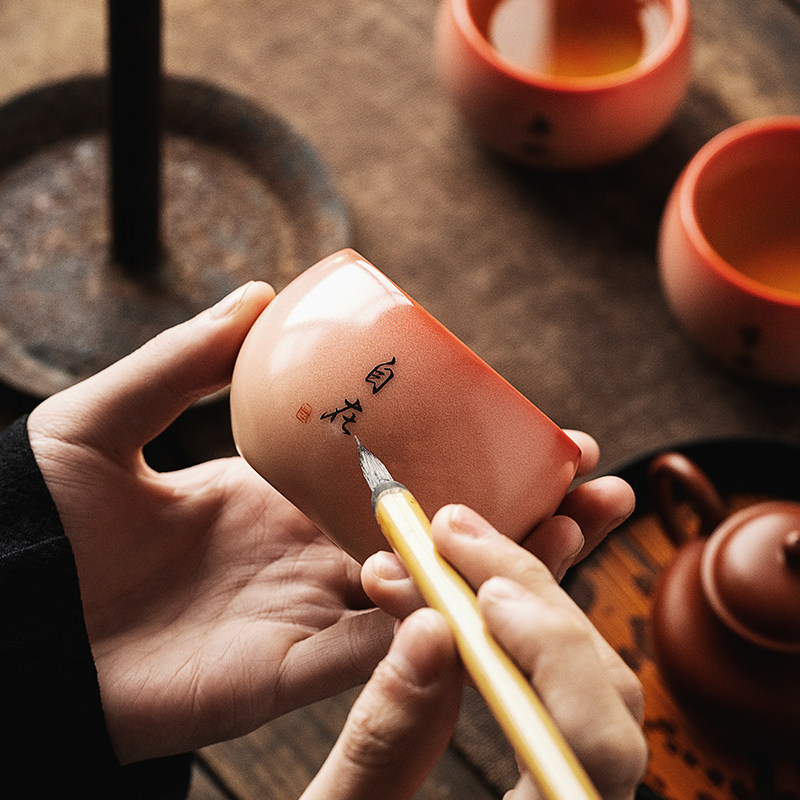 陶瓷茶杯个人主人杯品茗杯私人定制品茗杯单杯刻字写字杯子