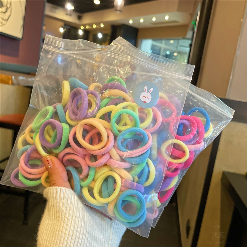 热销升级版高弹力毛巾圈100根儿童不伤发皮筋女童基础扎辫子小号