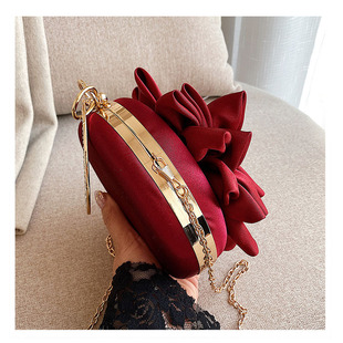 Bag Round Purse 速发Red Crysta Clutch Evening Women Flower