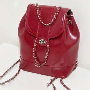 双肩包女洋气小个子链条背包水桶包软皮包韩版时尚迷你百搭包新款