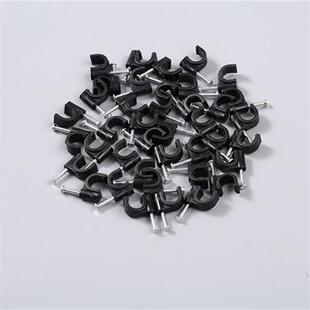 黑色圆形钢钉夹线钉管卡电线卡 B圆型尼龙塑料钢钉夹线钉 固定线