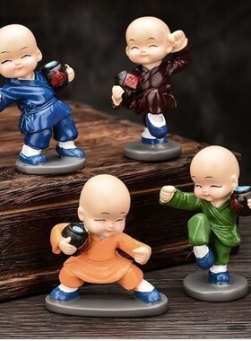 沙弥小和尚家居摆件创意客厅办公室桌面装饰工艺品电视柜玄关布置