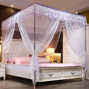 单蚊帐家用三门宫廷落地拉链款包床防尘纱帐1.5cm180*220无支架