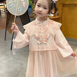 女童甜美公主风超仙汉服女u小童长袖 唐 薄款 生日礼服小女孩改良版