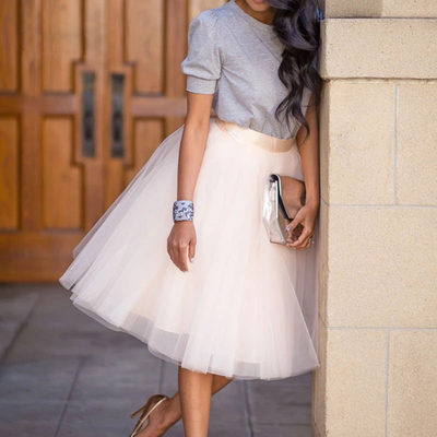 速发Party Train Puffy 5Layer 60CM Fashion Women Tulle Skirt