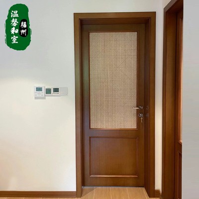 原木门藤编平开门包间房门套装门隔断屏风折叠门推拉门移门室内门