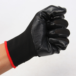 亿手H518手套劳保耐磨带胶浸胶涂胶防水防油工业塑胶橡胶胶皮工作