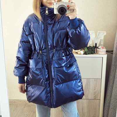 厂家2021 New Winter women parkas fashion shiny fabric thicke