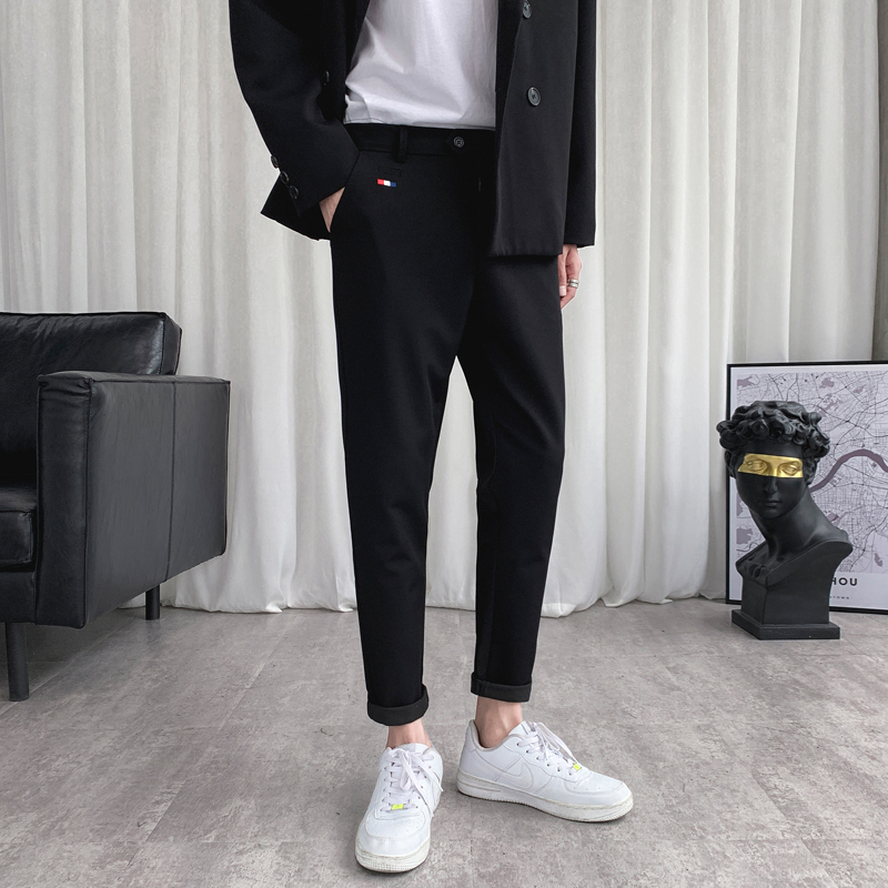 简约小码小脚锥形小西裤矮s小个子26码27号男士九分休闲西装裤夏