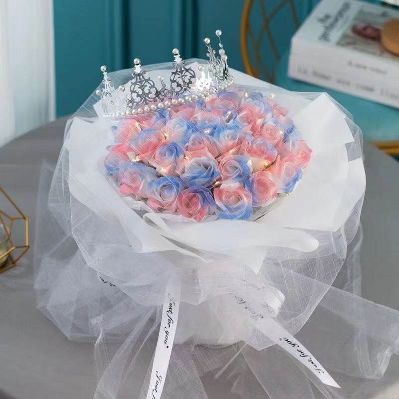 520情人节99朵碎冰蓝玫瑰花束香皂花送女友浪漫创意求婚表白生日