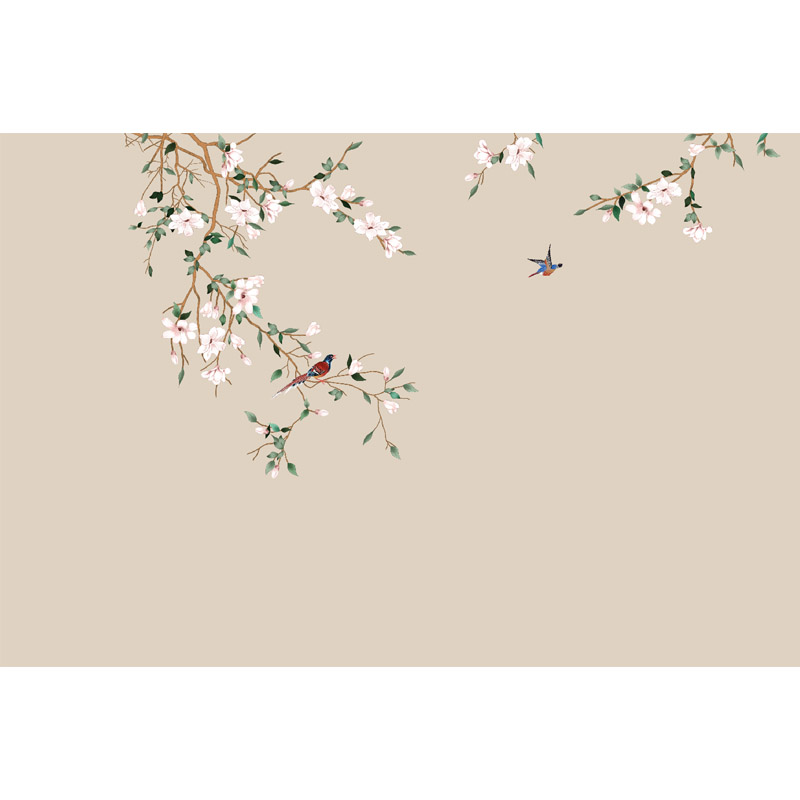 2021年新款中式花鸟墙纸壁画客厅电视背景墙壁纸沙发卧室墙布壁布