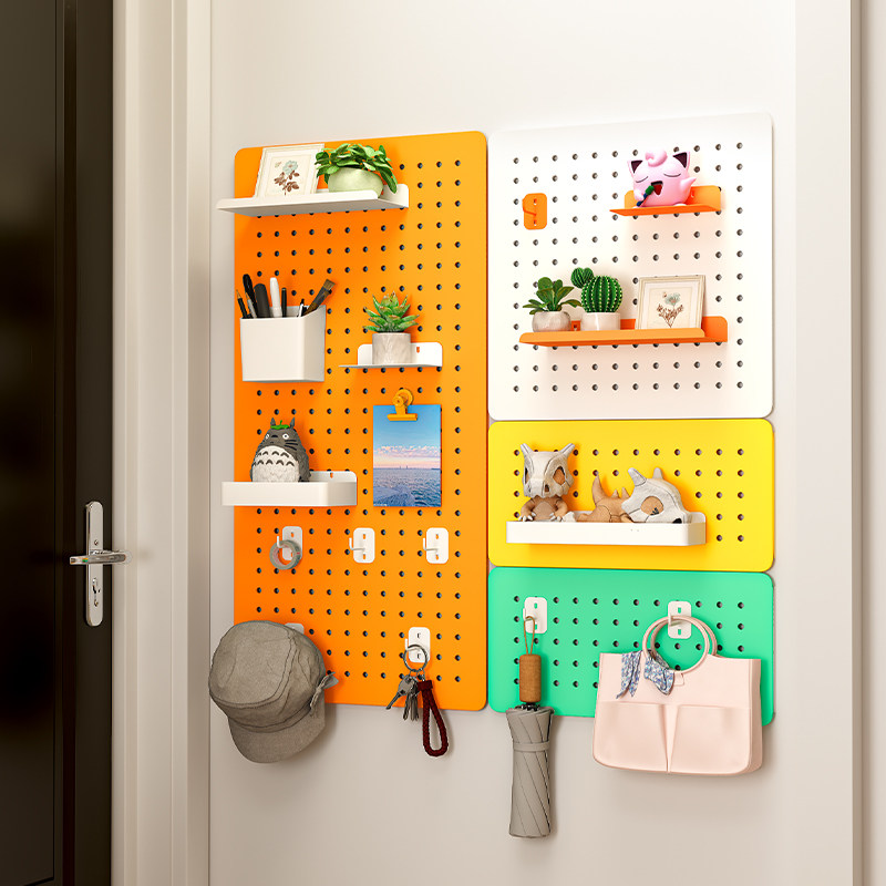 墙面洞洞板置物架免打孔书桌收纳金属墙上挂板桌面书架整理架定制,收纳整理,收纳洞洞板,淘宝优惠券,粉丝福利购,淘宝优惠卷
