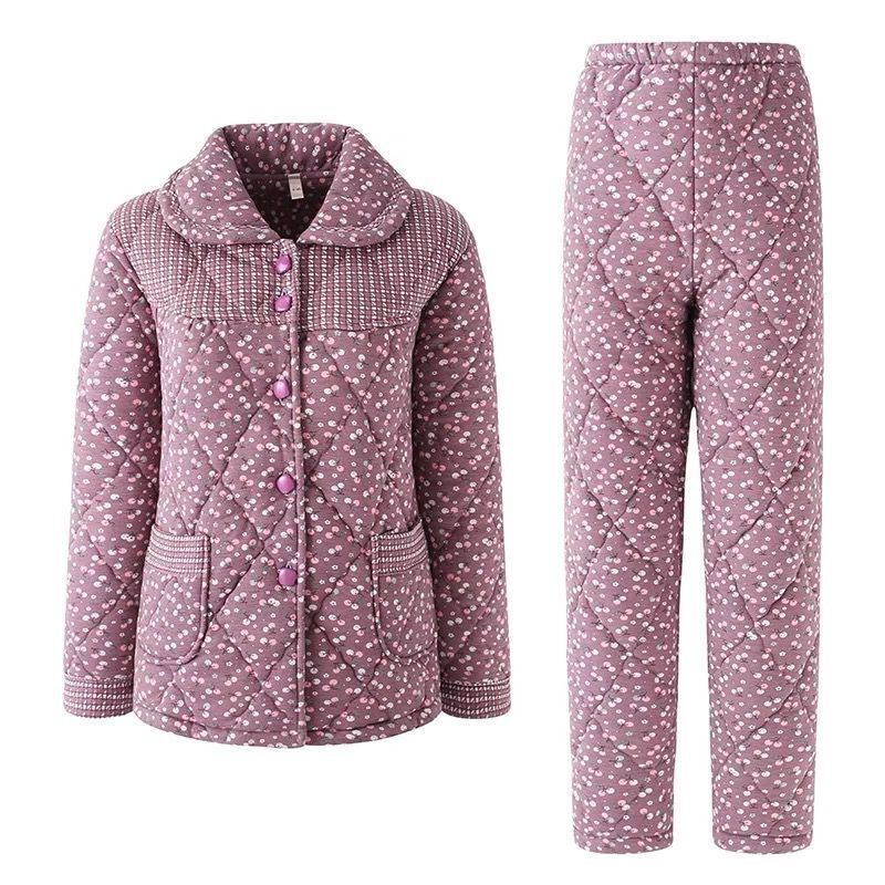 中老年睡衣女秋冬季三层加厚老人棉中年妈妈夹保暖家居服新品,女士内衣/男士内衣/家居服,睡衣/家居服套装,淘宝优惠券,粉丝福利购,淘宝优惠卷