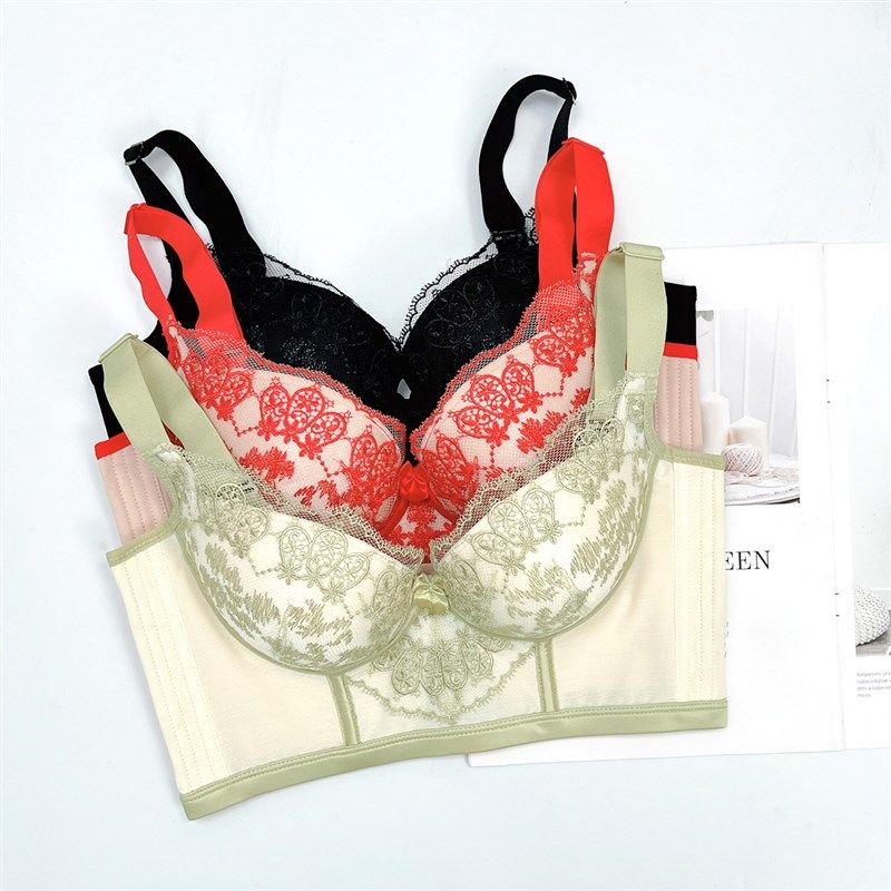 红色内衣女小胸聚拢显大本命年收副乳调整型加厚文胸结婚新娘胸罩