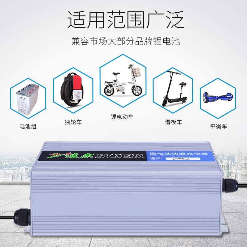 电动车锂电池充电器通用三元聚合物磷酸铁锂48v5A60v8A72v10A快充