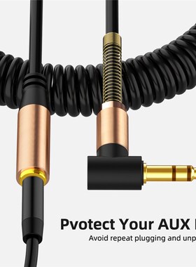 3.5mm extension audio cable 90 Degree Spring 3.5 mm Jack Aux