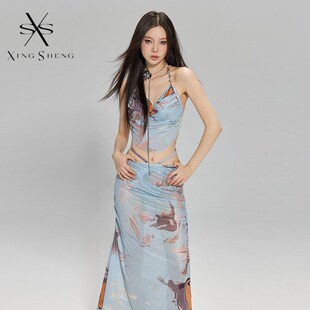 纯欲泳衣钢托温泉秋冬三件套长裙海边度假游泳装 2024新款 分体裙式