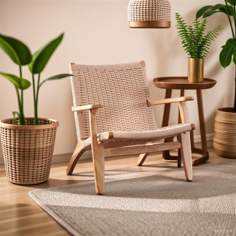 马鞍椅扶手椅实木单人沙发民宿看书休闲椅折叠椅子靠背沙发椅,住宅家具,阳台椅,淘宝优惠券,粉丝福利购,淘宝优惠卷