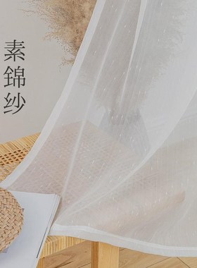 71tx纱帘飘窗透光不透人白色窗纱卧室客厅梦幻窗帘阳台薄白沙