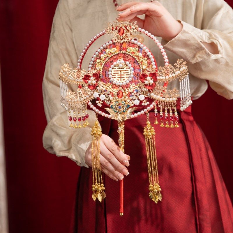 团扇新娘结婚重工流苏diy材料包闺蜜新婚礼物搭配中式明制婚礼,家居饰品,工艺扇/团扇/喜扇/折扇,淘宝优惠券,粉丝福利购,淘宝优惠卷