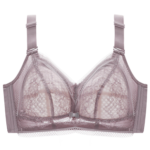 美背全罩杯d超薄大码文胸聚拢无钢圈胖mm收副乳薄款大胸显小大罩