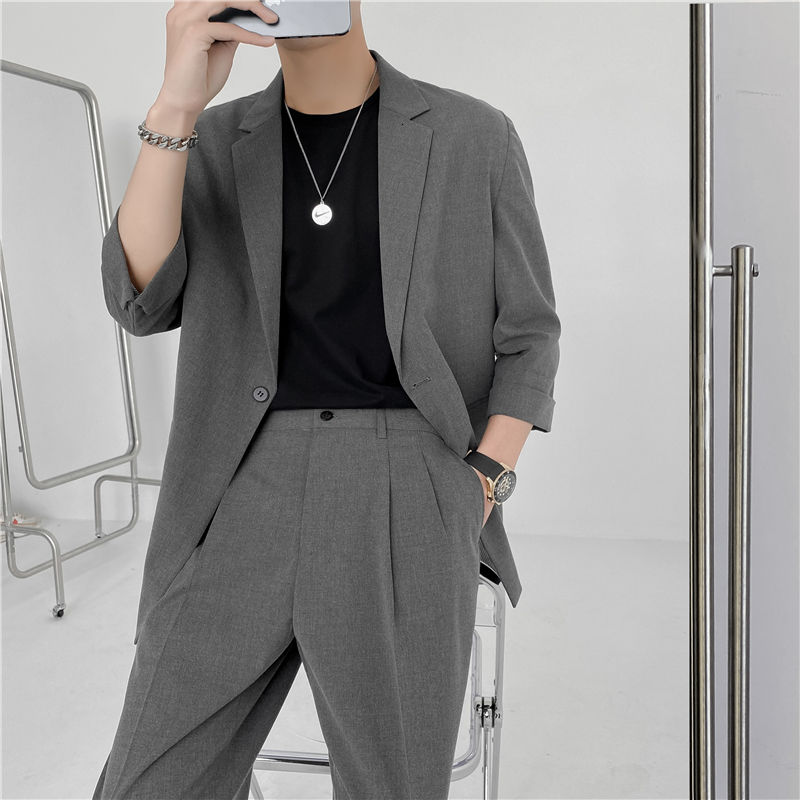 速发Spring Summer British Style Formal Blazer Men Korean Fas