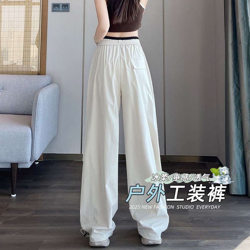 2025夏季新款工装o裤女薄款高个子加长阔腿束脚直筒显瘦学生运动
