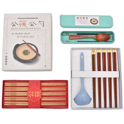 e wood one csrpeiter publnc chopsticka puPblic spoon set