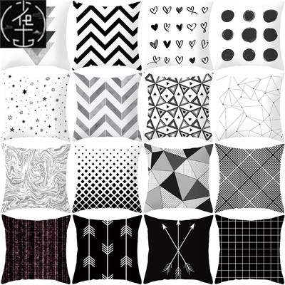 速发Geometric checkered pillow sofa cushion cover pillowcase