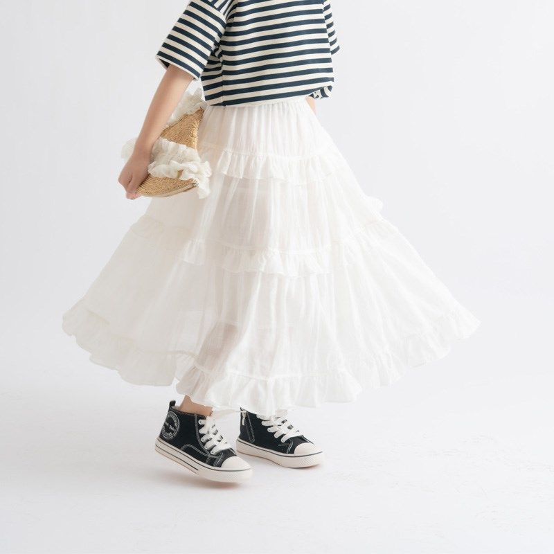 女大童韩版花边蛋糕裙2024春夏装新款青少年长款半身裙雪纺裙,童装/婴儿装/亲子装,半身裙,淘宝优惠券,粉丝福利购,淘宝优惠卷