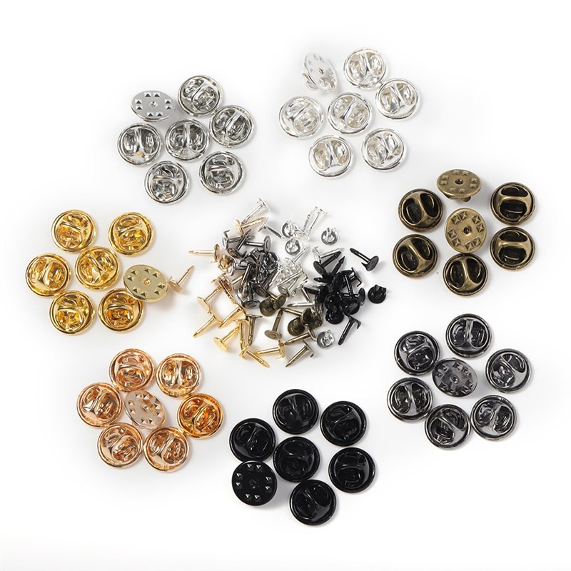 50pcs Metal/ Rubber Pins Back Brooch Buckle Button Clasps N