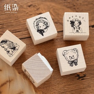 Stamp Diary Craft Girl DIY Bear Cartoon 极速Vintage Wood Woo