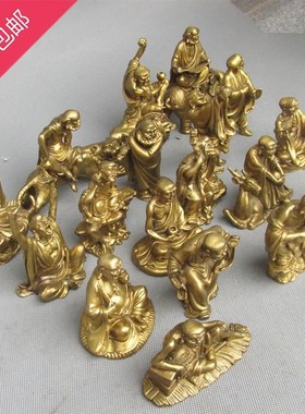 工艺铜器纯铜十八罗汉大号铜像佛像罗汉像一套十八铜人o桌面摆件