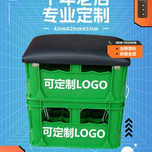 可乐框可定制logo大排档饭店餐厅塑料椅网红方凳子防水软皮海绵椅